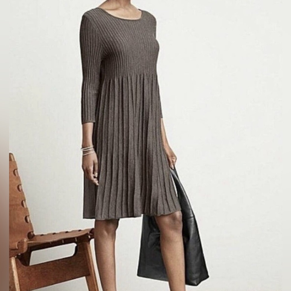 Eileen Fisher Brown Ribbed Knit Dress